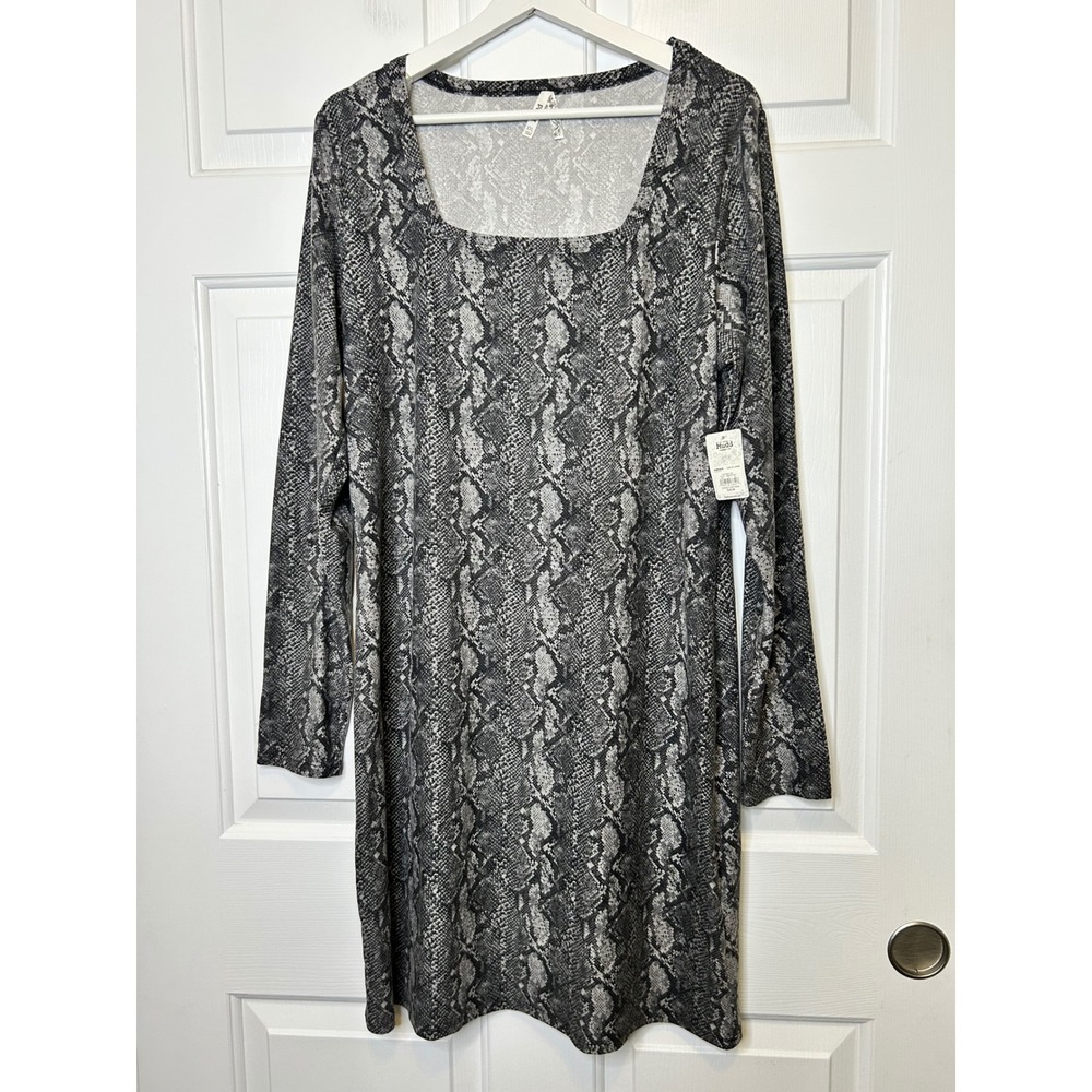 Mudd Snakeskin Flare Dress XXL Gray NWT